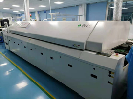 Long reflow soldering oven on the SMT floor