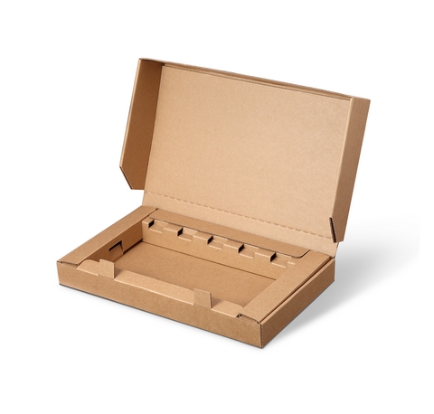 Kraft corrugated box with a die-cut paperboard inner tray