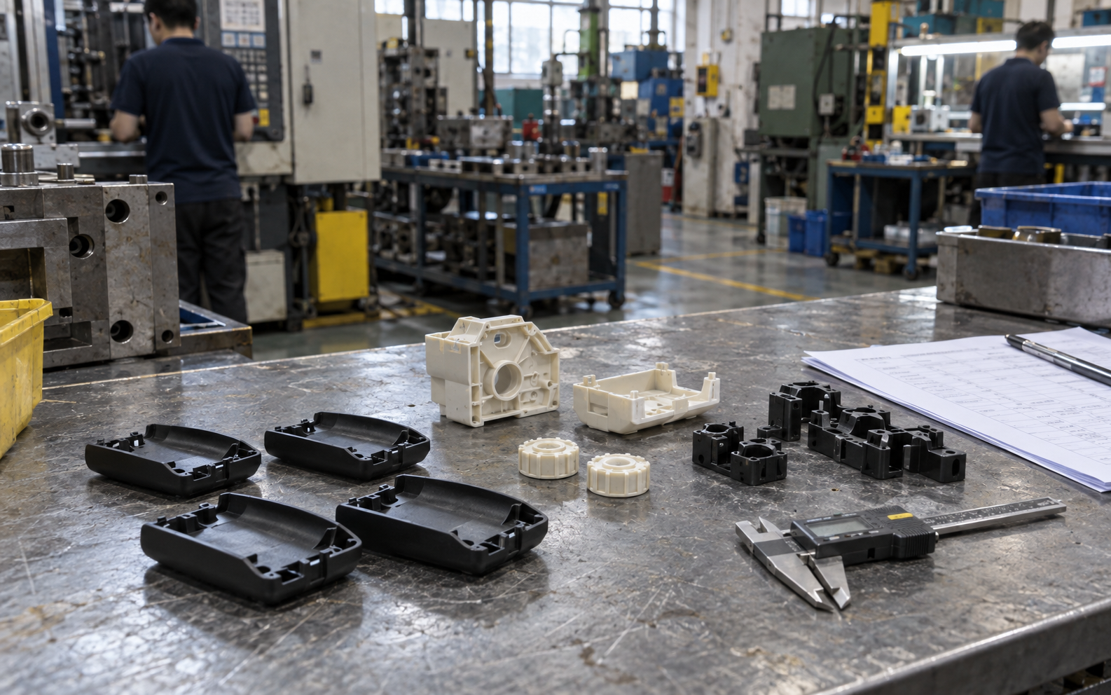 T1 sample parts laid out for inspection