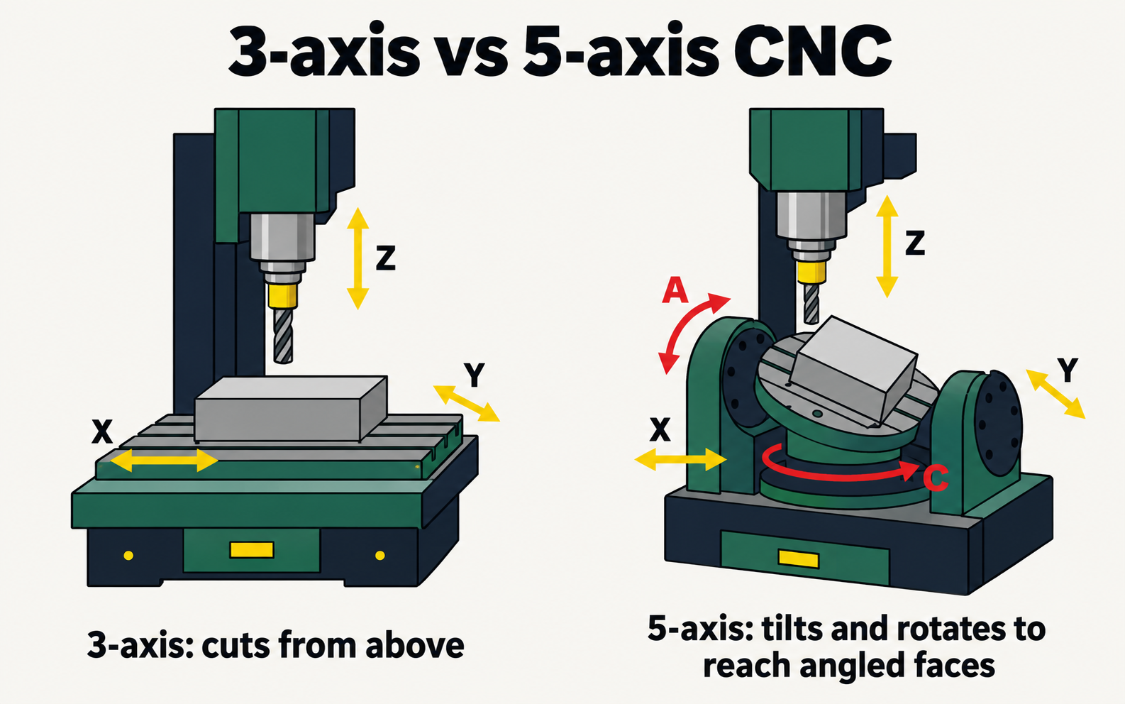 3-axis vs 5-axis CNC machines
